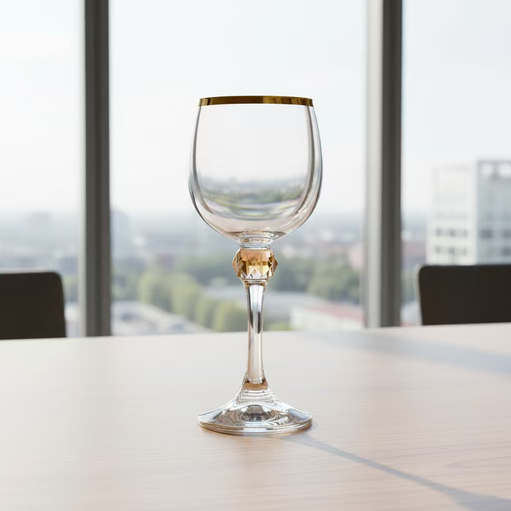 捷克进口直销无铅水晶酒具红酒杯、醒酒器、白酒杯等套装，手工雕刻描金150m茱丽叶l无铅水晶白葡萄酒杯 full figure