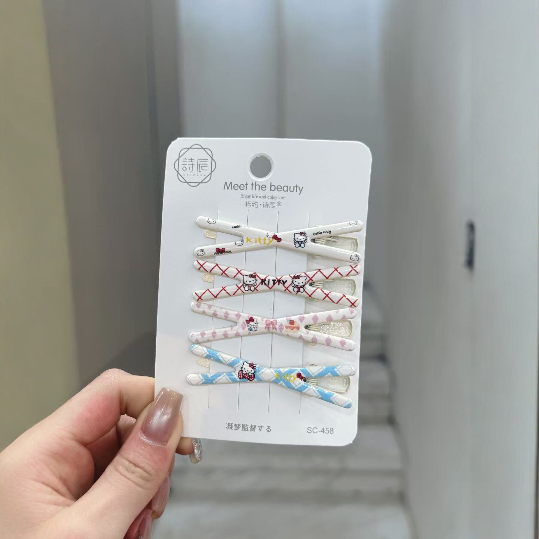Spring 2026 fresh and sweet duckbill-shaped hairpin with a Korean cartoon girlish heart, bangs with a checkered KT cat hairpin details Picture