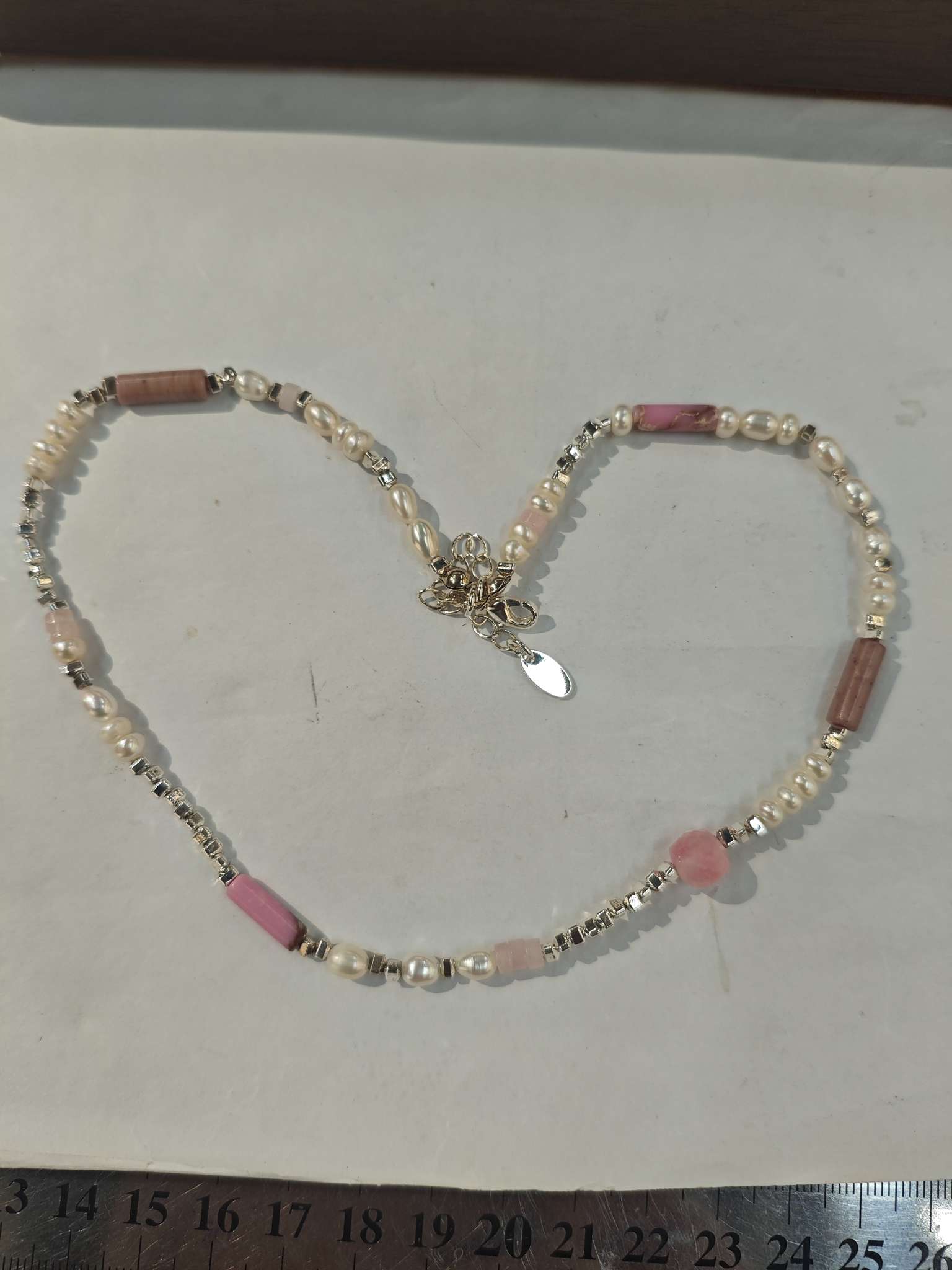 New necklace, fashionable and elegant pearl + natural stone silver necklace Item Picture