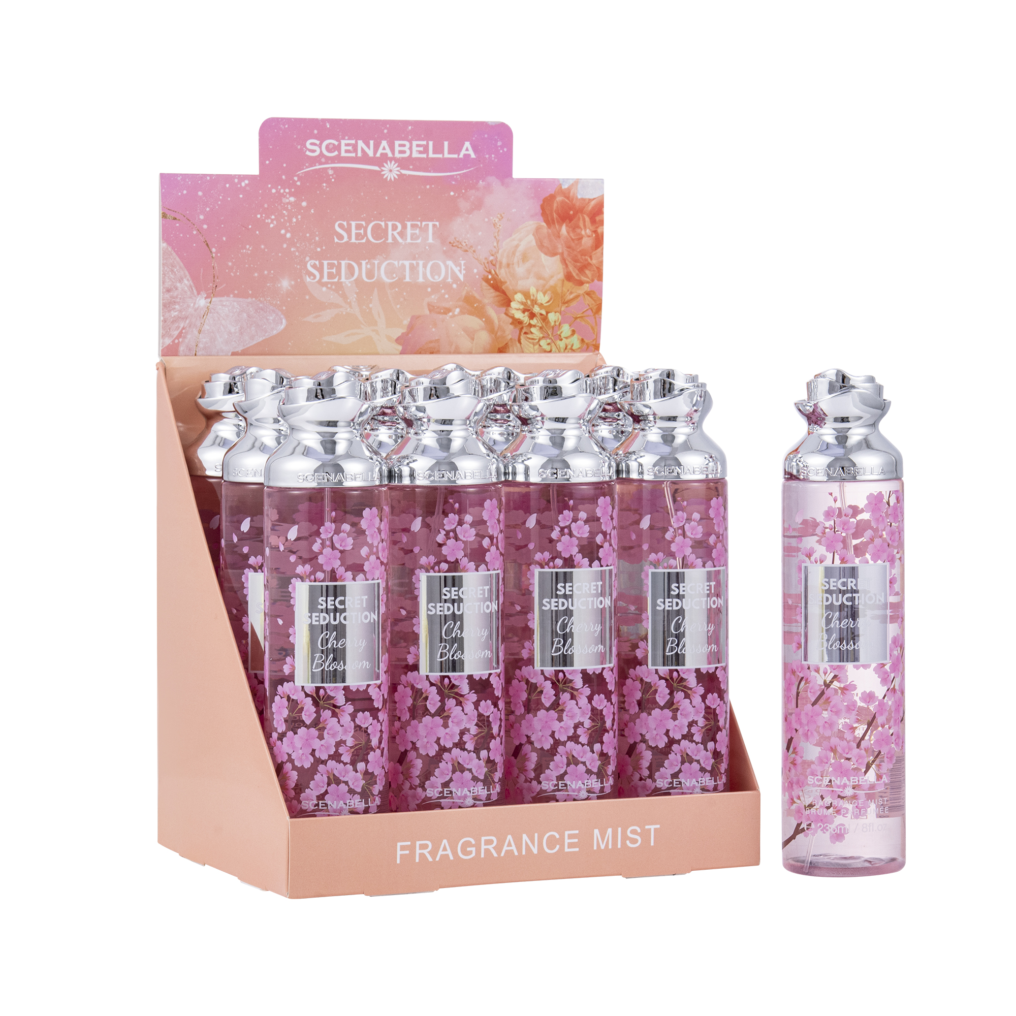 Scenabella Secret Seduction Cherry Blossom Perfume Spray Bottle 250ML Floral Fragrance