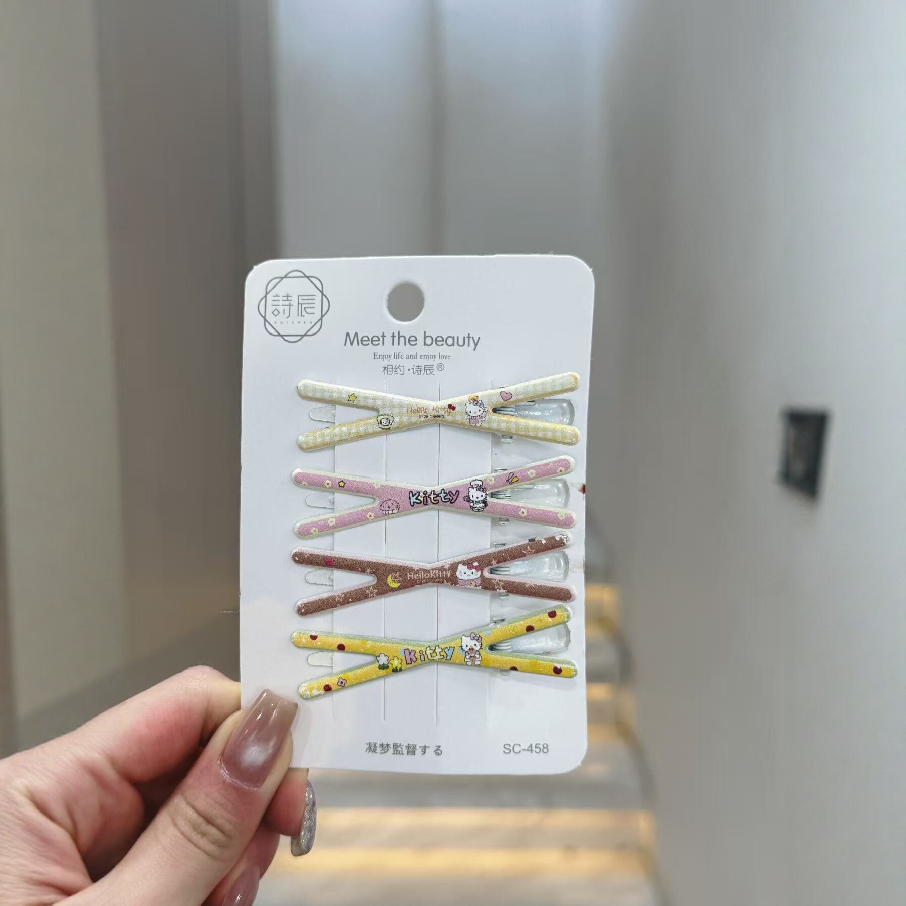 Spring 2026 fresh and sweet duckbill-shaped hairpin with a Korean cartoon girlish heart, bangs with a checkered KT cat hairpin Specification image