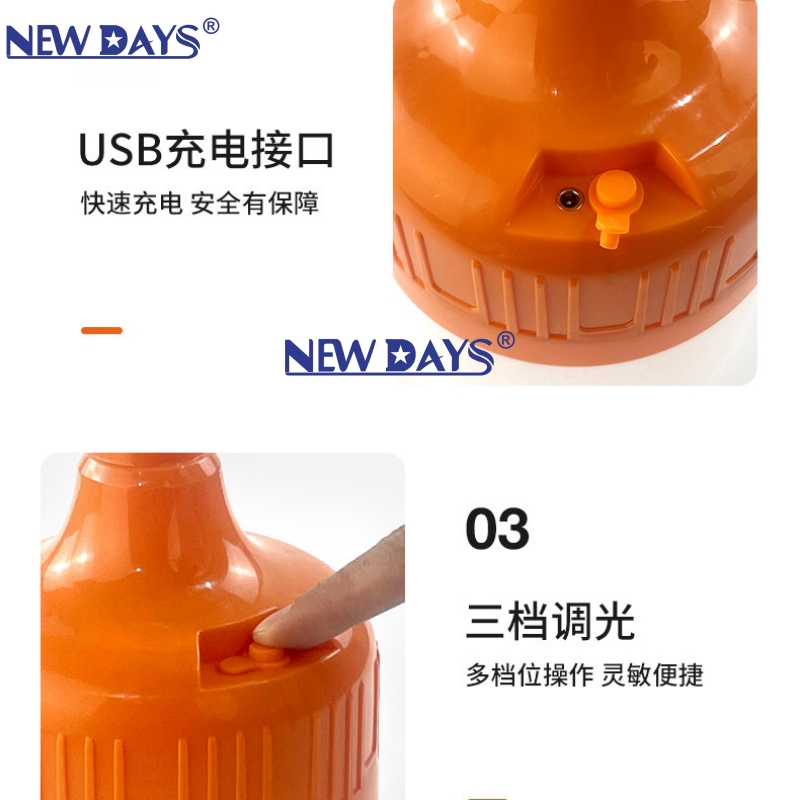 NEWDAYS brand cross-border new led eye-protecting flashlight camping light, energy-saving high-brightness lighting lamp, outdoor USB charging emergency light, emergency light camping light led emergency light Item Picture