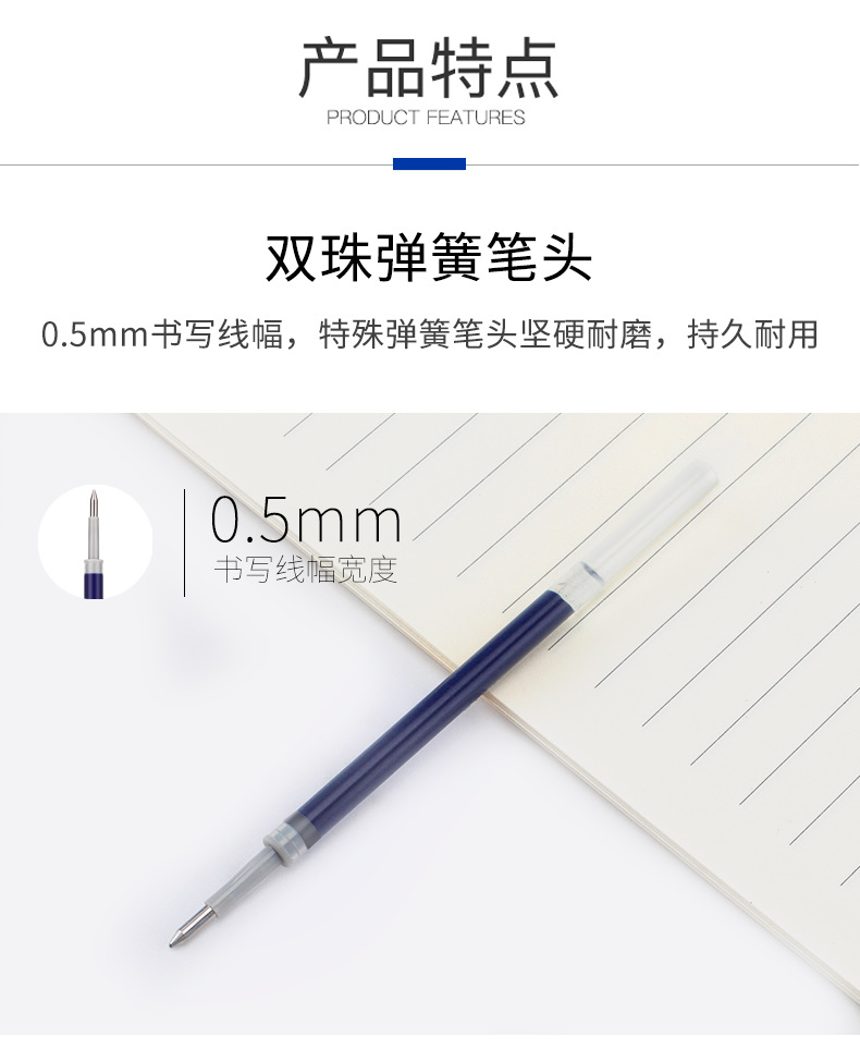 Bok 2230 boxed gel pen refill 0.5mm push-type blue and black medical-specific gel pen refill refill for signature pens pic 4