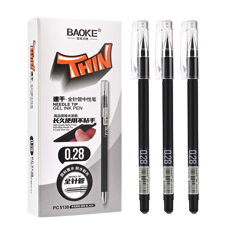Baok 5138 Needle Pen 0.5mm Financial pen Student exam practice Pen Red quick-drying signature Pen Gel Pen Item Picture