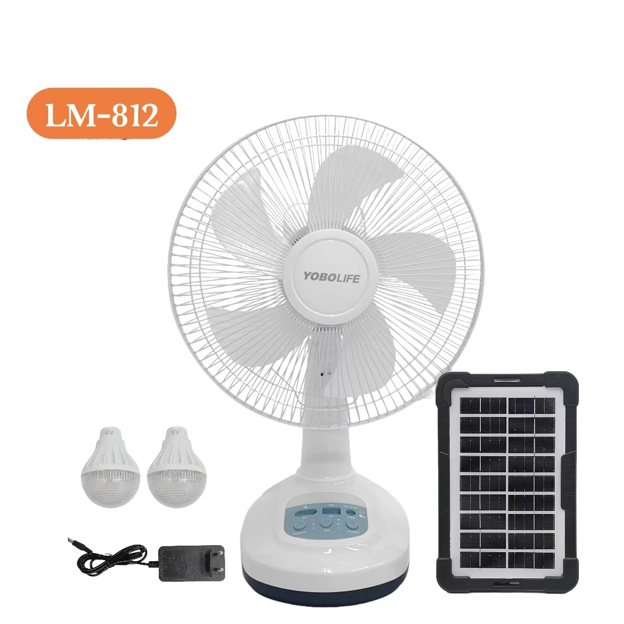 YOBOLIFE's new LM-812 floor-standing fan, a 12-inch solar-powered charging fan, is a best-selling office desk fan and bedroom desktop electric fan. Best-selling small household fans in Africa and South America Application Scenario