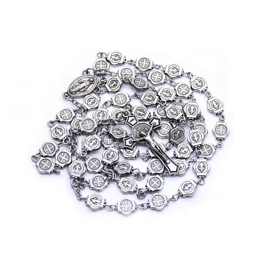 Metal vintage plata aleación benedictino largo collar unisex accesorios crossover venta caliente al por mayor Application Scenario
