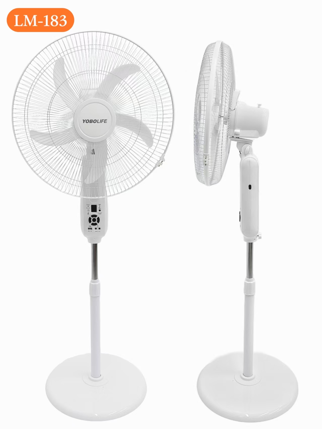 YOBOLIFE's new LM-183 floor-standing fan, an 18-inch solar-powered charging fan with 5 wind speeds, a small screen display and remote control, is a best-selling floor-standing fan in Africa and South America Application Scenario