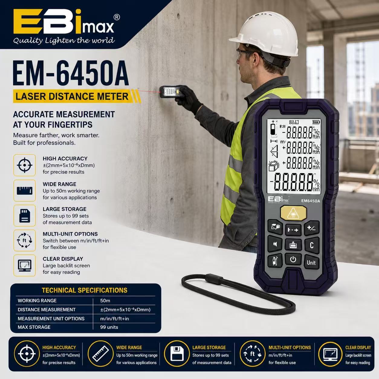 EM6450A激光测距仪高尔夫室内测距仪带风扇功能