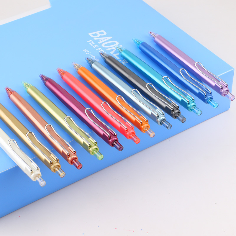 Wholesale of 12 sets of high-end signature pens from Baok, including black ballpoint pens for students' writing, exams, and office use