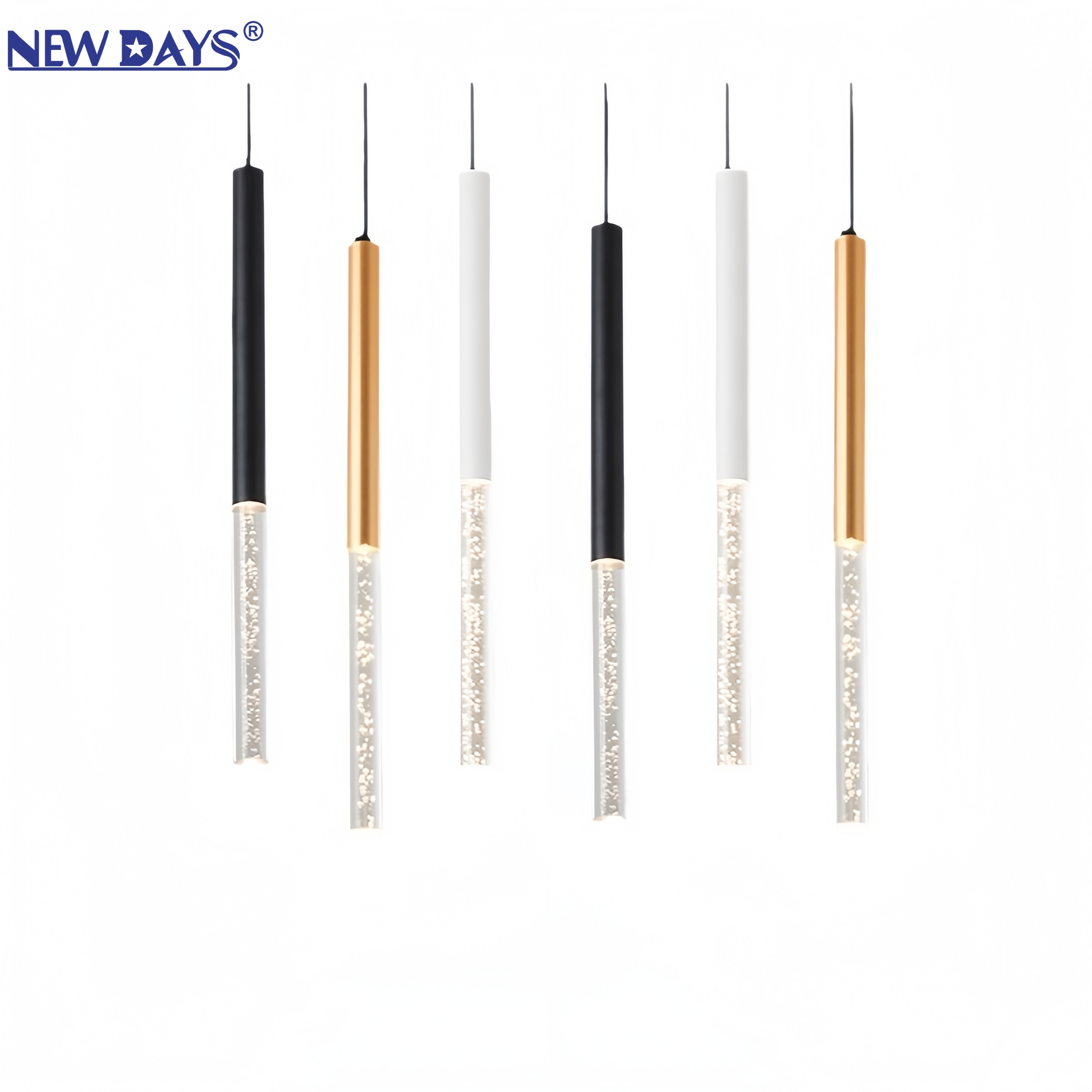 NEWDAYS brand cross-border new product led bubble hanging line lamp chandelier long tube single-head lamp, simple and creative indoor aluminum material lamp, small chandelier for living room and dining room