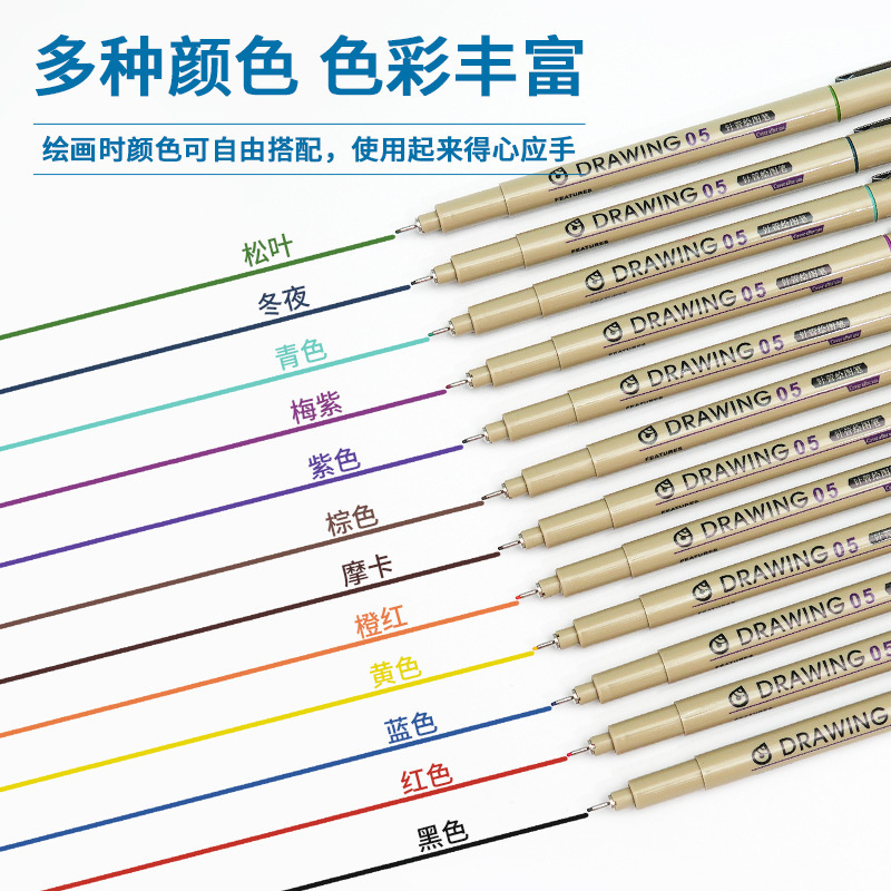 Needle pen, cherry blossom outlining pen, art comic drawing pen, hand-drawn sketch pen, waterproof quick-drying smooth gel pen details Picture