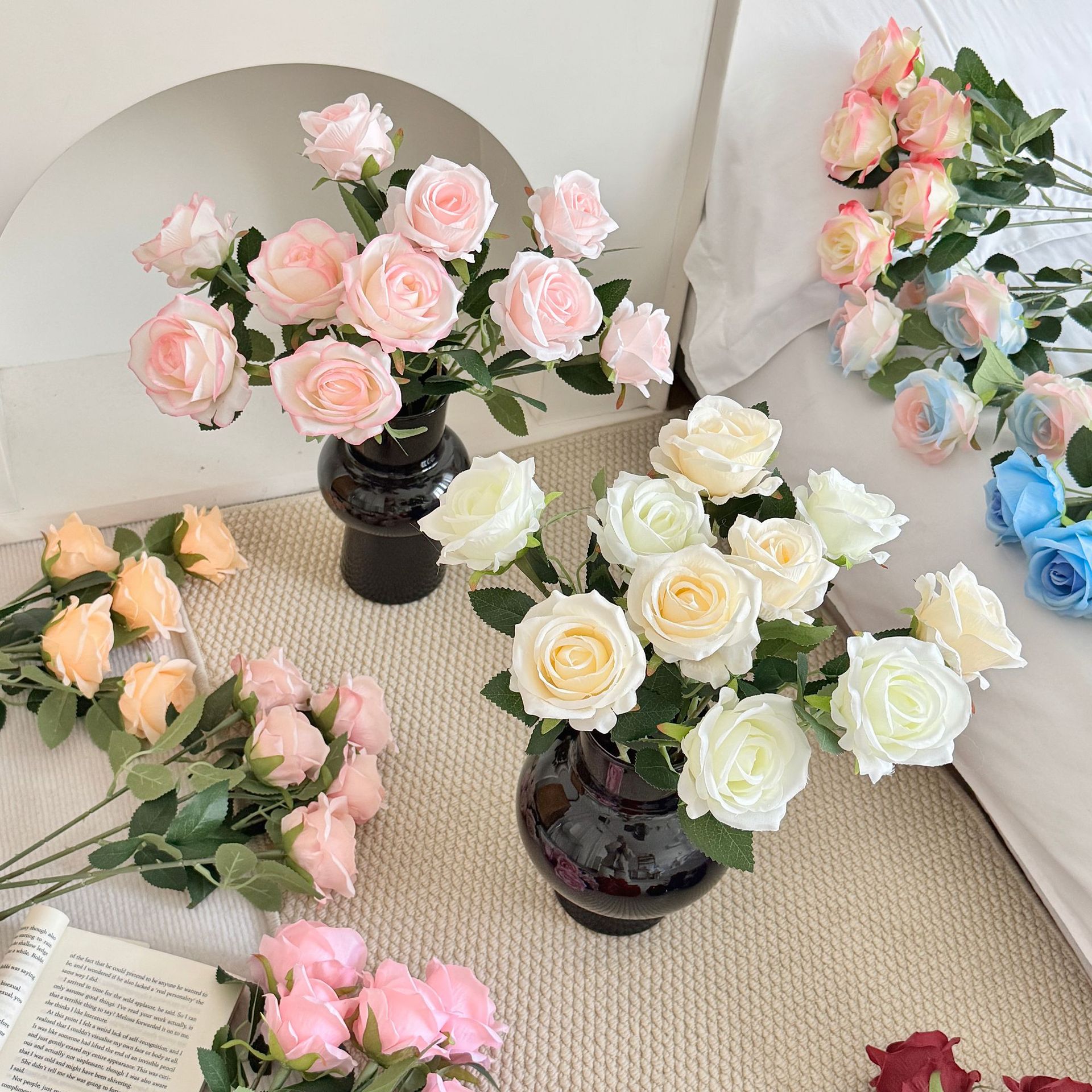 仿真玫瑰花单支情人节家居婚礼装饰花墙仿真花假花人造花厂家批发