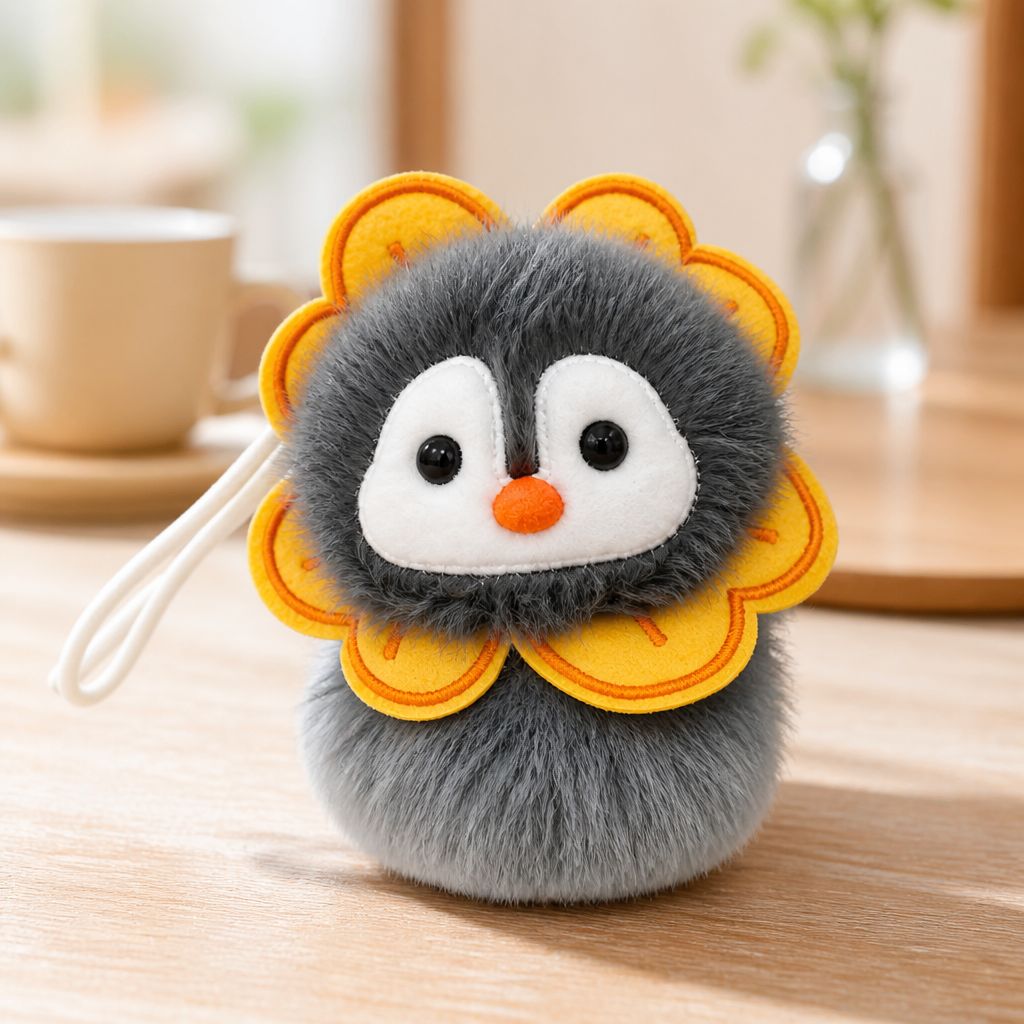 Flower Penguin Creative 4-inch plush pendant, claw machine doll, key pendant, car schoolbag pendant, gift, cartoon transformation keychain, dress-up doll pendant, plush toy, cute wholesale pendant Specification image