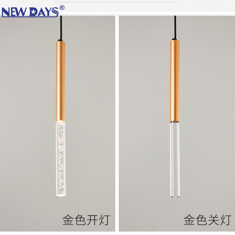 NEWDAYS brand cross-border new product led bubble hanging line lamp chandelier long tube single-head lamp, simple and creative indoor aluminum material lamp, small chandelier for living room and dining room Application Scenario