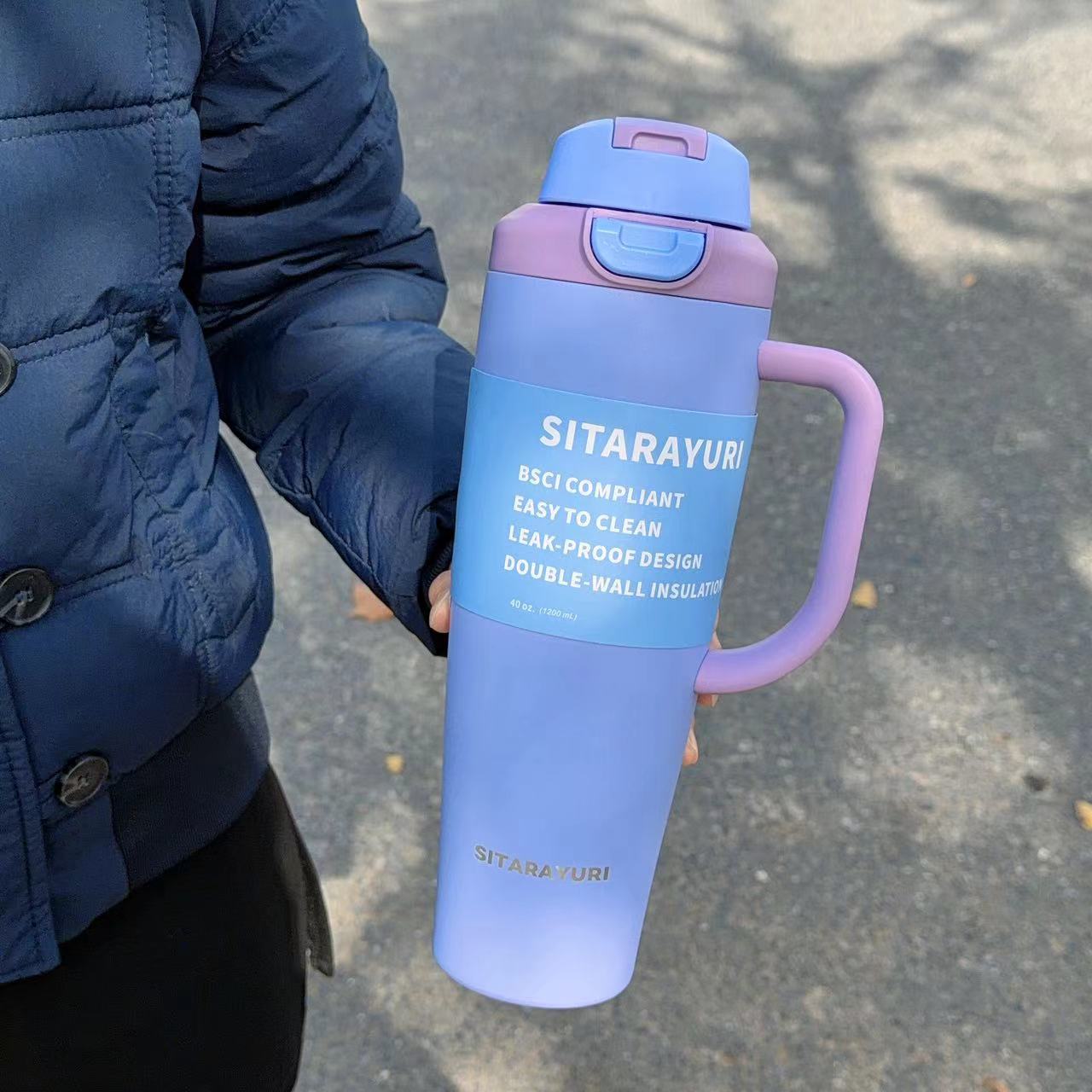 Large-capacity dual-drinking handle with a spring cap of 1200ML Item Picture