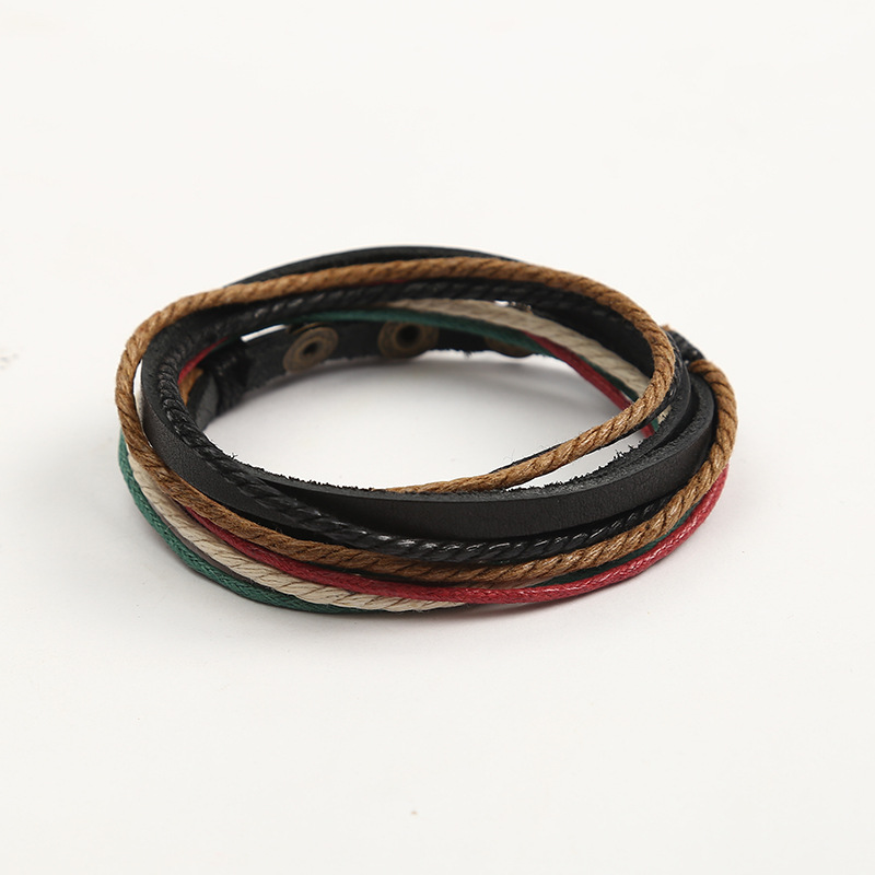 New retro ethnic style bracelet, fashionable and simple hand-woven bracelet, cowhide leather jewelry, unisex Item Picture