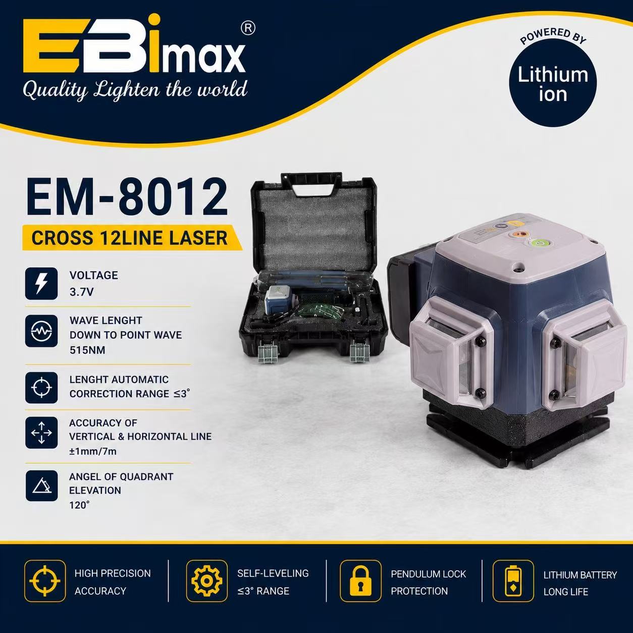 EM7016 Cross-shaped 16-line laser level, integrated fixture, multi-functional horizontal line level Application Scenario