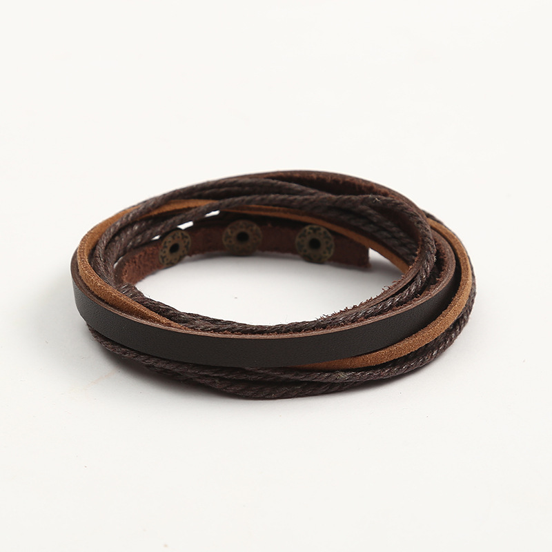 New retro ethnic style bracelet, fashionable and simple hand-woven bracelet, cowhide leather jewelry, unisex