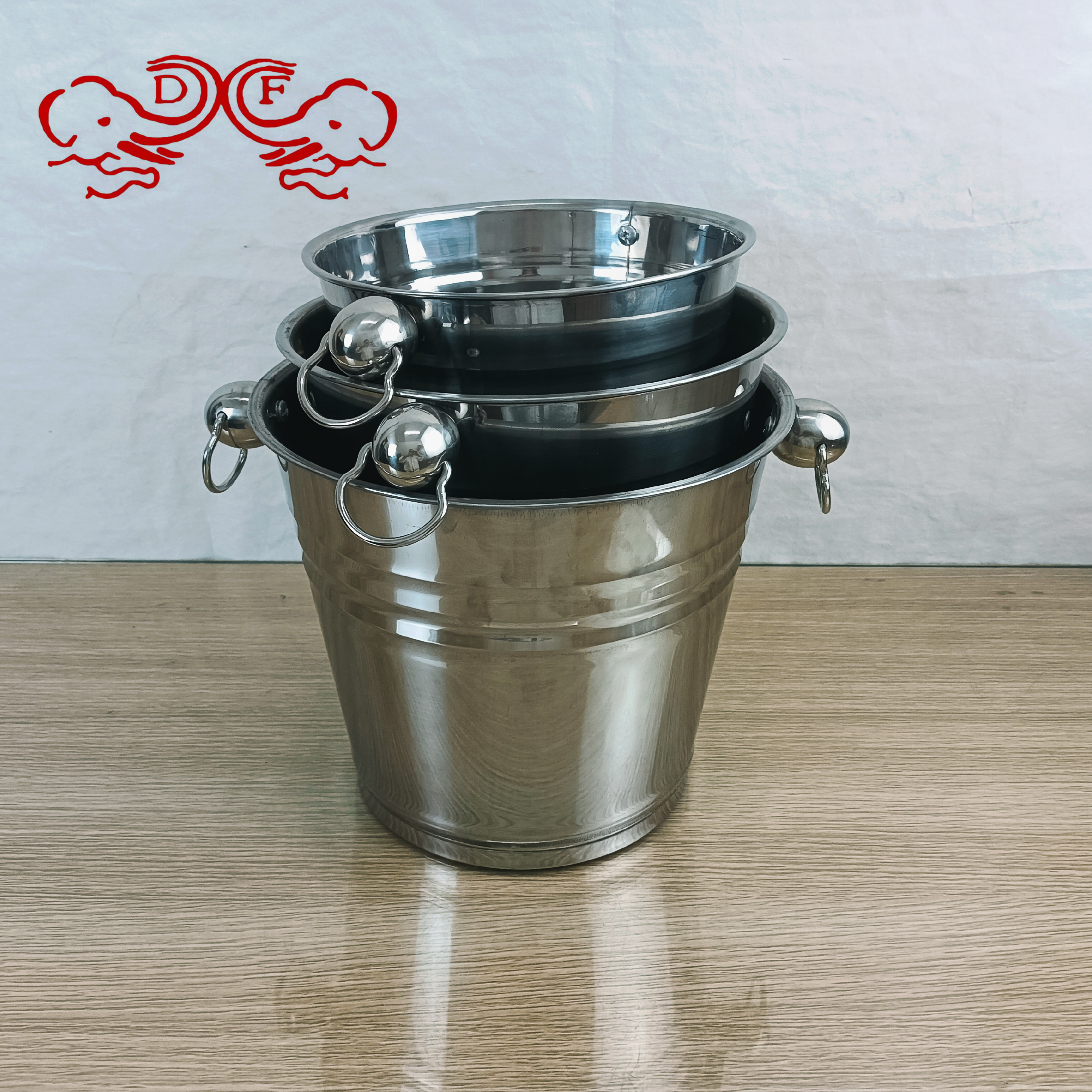 DF99366 stainless steel double-ear ice bucket, water bucket, storage bucket, beer machine, beverage rice bucket, kitchenware, kitchen supplies, DF TRADINGHOUSE Item Picture