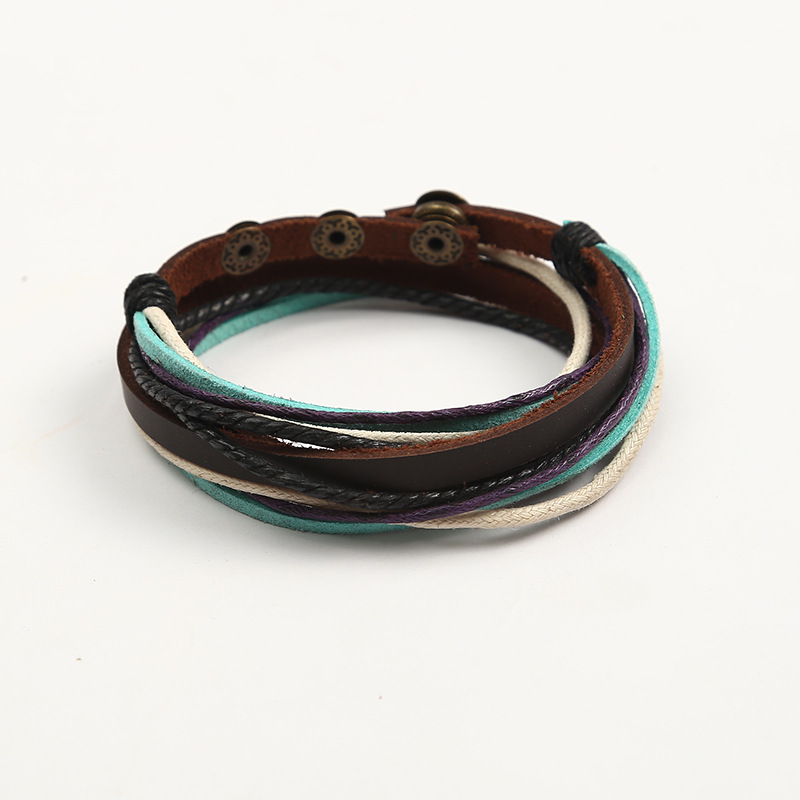New retro ethnic style bracelet, fashionable and simple hand-woven bracelet, cowhide leather jewelry, unisex Specification image