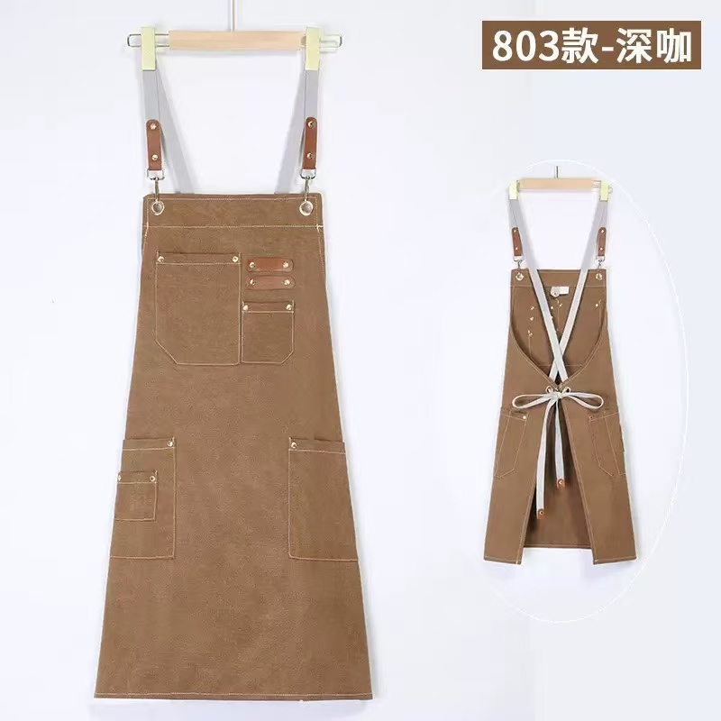 Direct sales and wholesale of 803 canvas aprons in solid color from the manufacturer. High-end 16-inch polyester-cotton washed aprons for both men and women