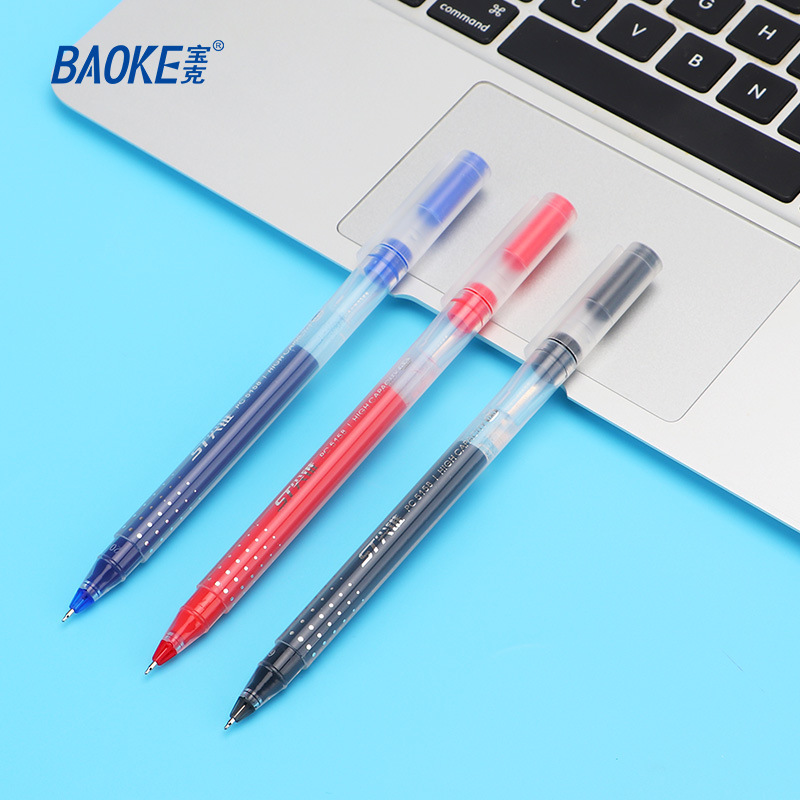 Bao Ke Quick-drying gel pen, student large-capacity gel pen, 0.5mm, exam and office black, blue and red signature pen details Picture