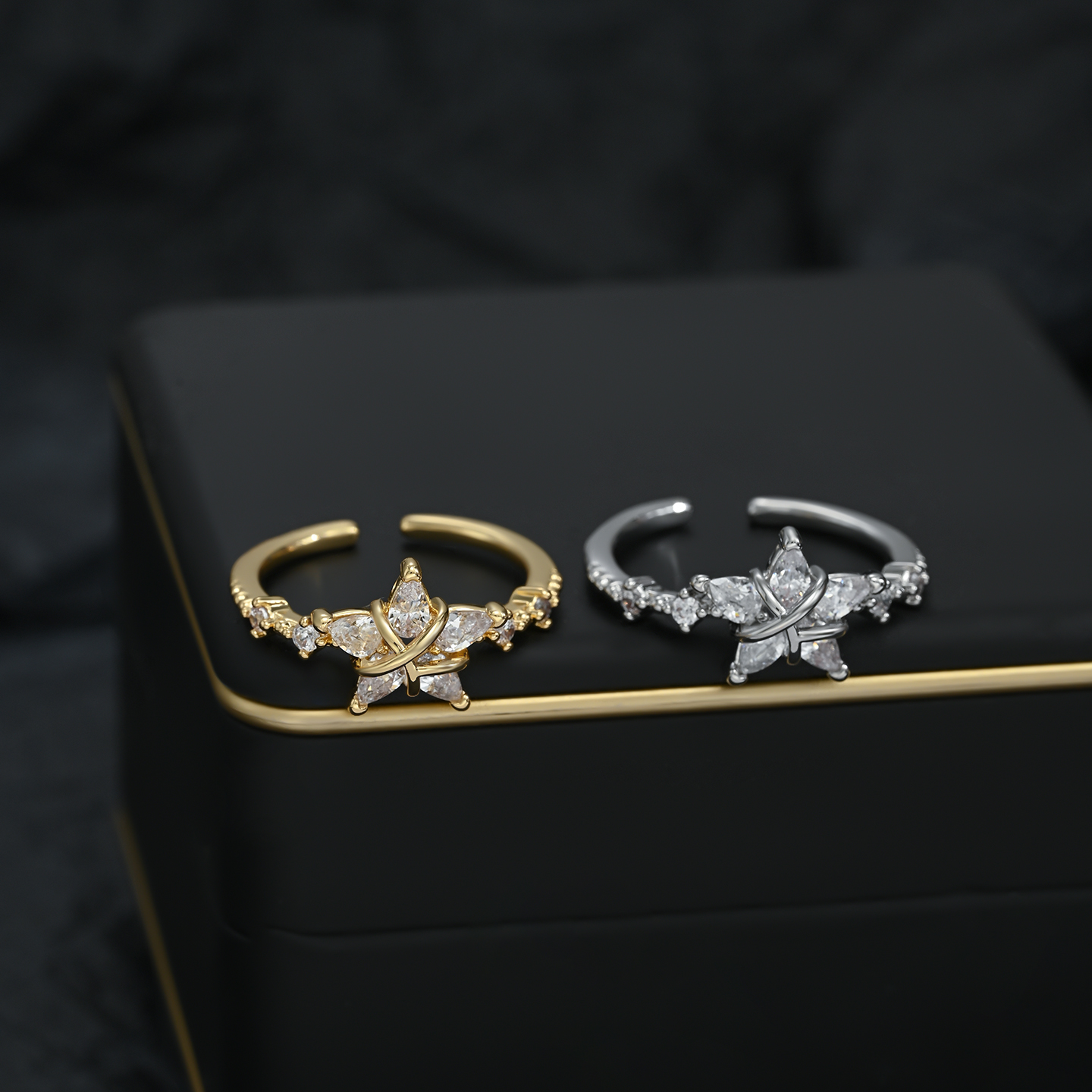 Nueva luz de lujo estrella apertura ajustable moda versátil anillo