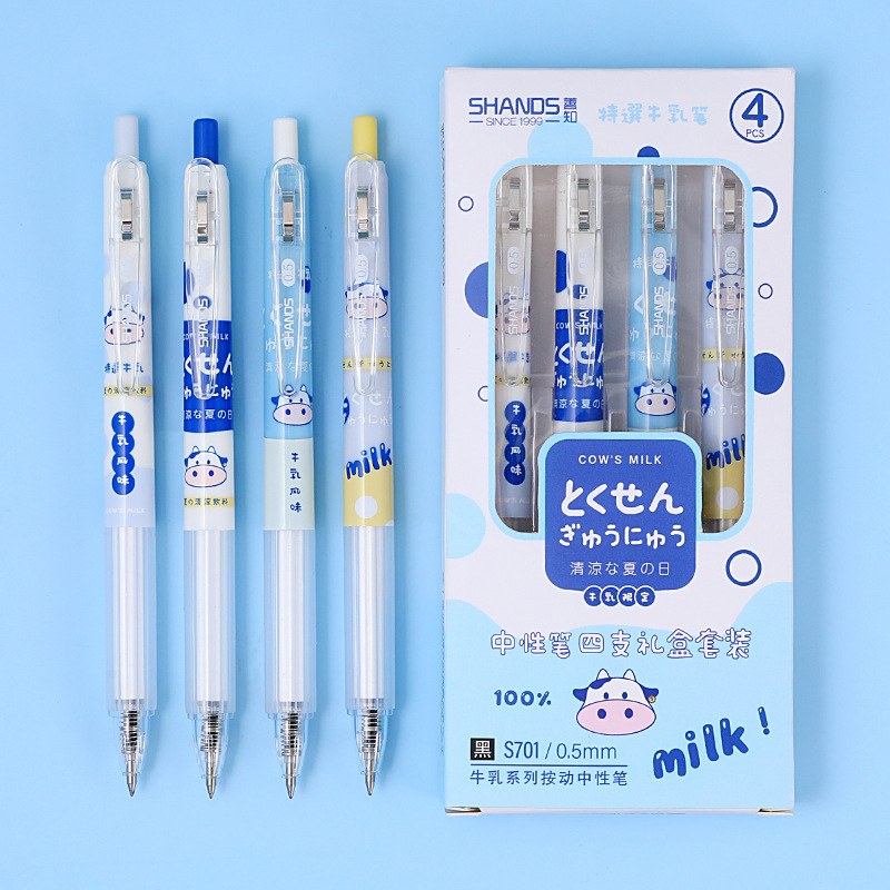 Cute press pen 0.5 black gel pen student writing exam cartoon water-based signature pen bullet gel pen details Picture