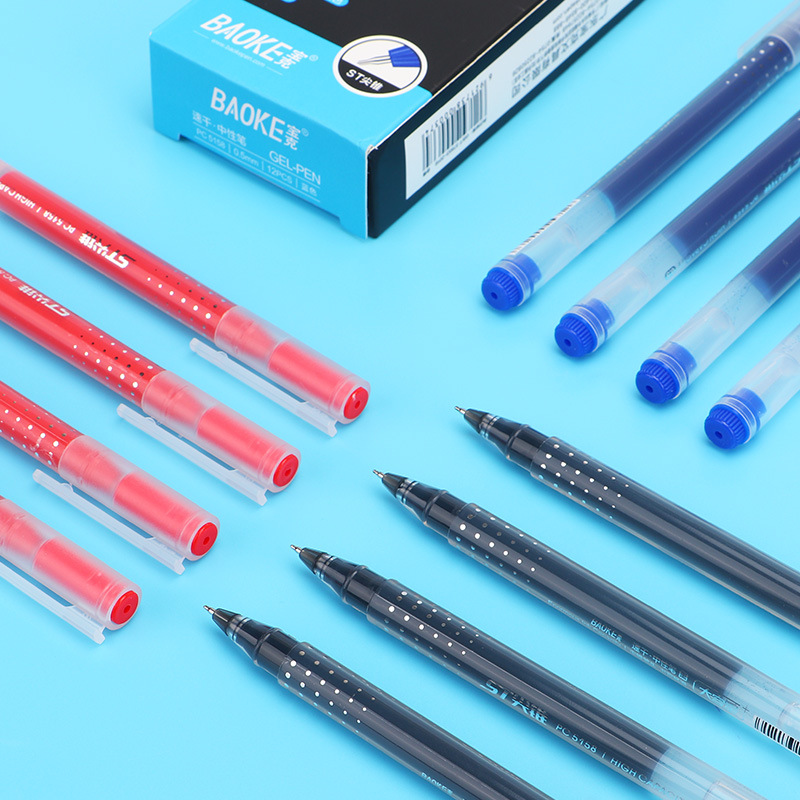 Bao Ke Quick-drying gel pen, student large-capacity gel pen, 0.5mm, exam and office black, blue and red signature pen Application Scenario