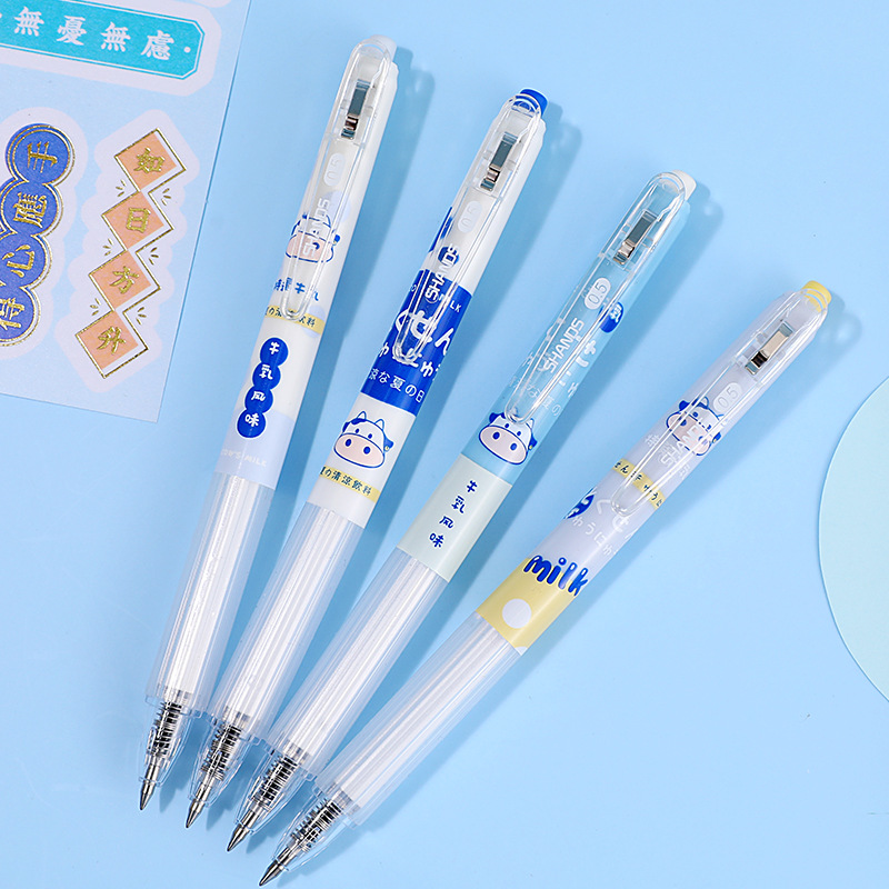 Cute press pen 0.5 black gel pen student writing exam cartoon water-based signature pen bullet gel pen Specification image
