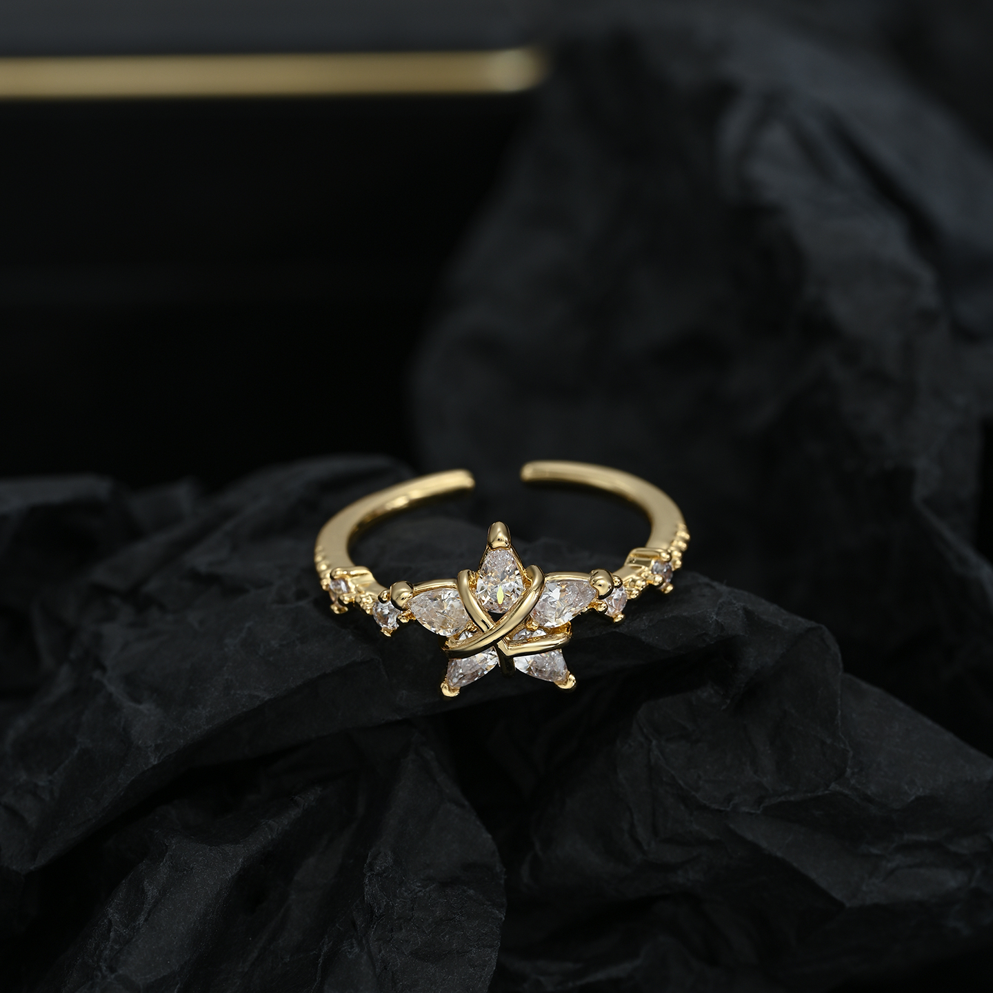 Nueva luz de lujo estrella apertura ajustable moda versátil anillo Item Picture