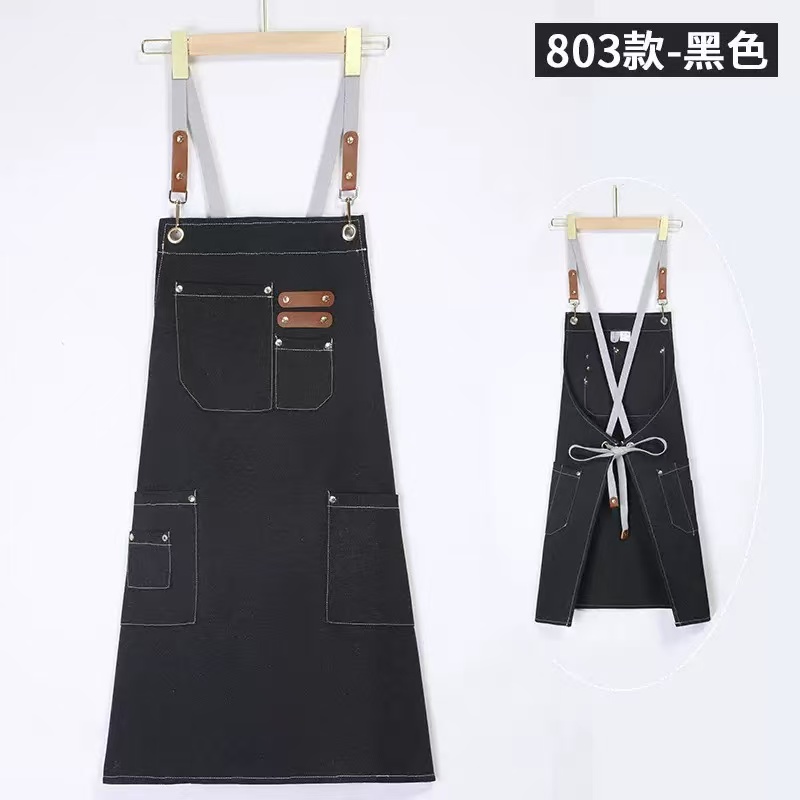 Direct sales and wholesale of 803 canvas aprons in solid color from the manufacturer. High-end 16-inch polyester-cotton washed aprons for both men and women Specification image