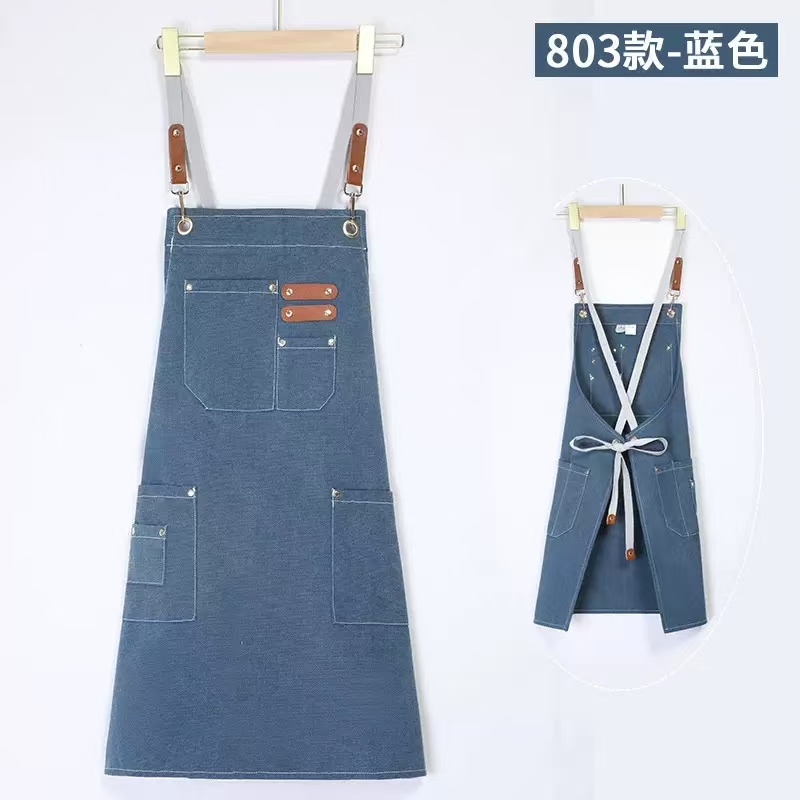 Direct sales and wholesale of 803 canvas aprons in solid color from the manufacturer. High-end 16-inch polyester-cotton washed aprons for both men and women details Picture