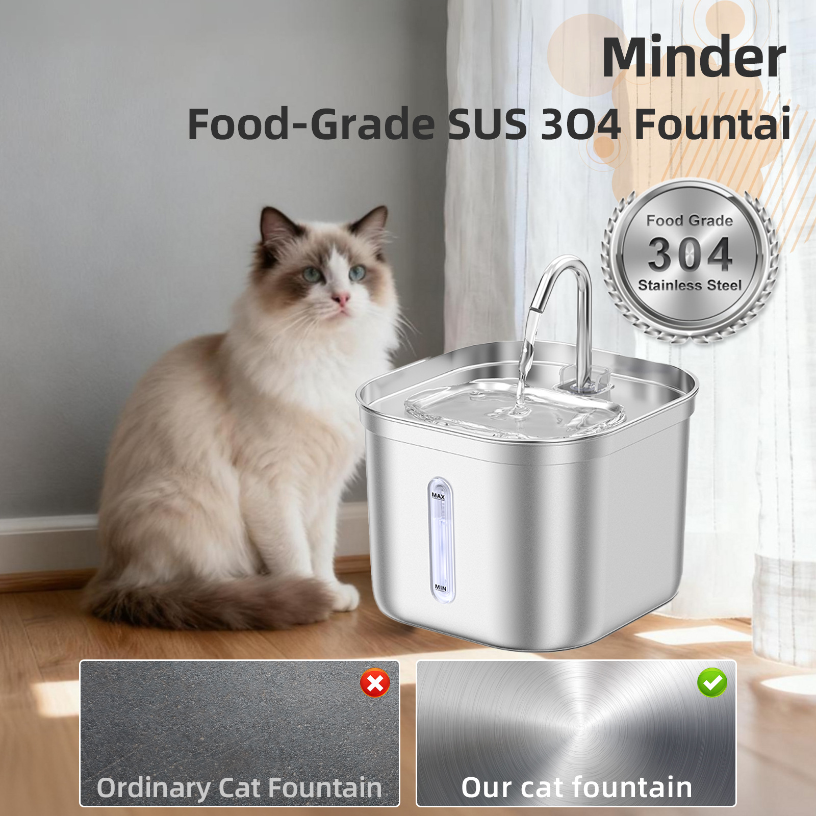 Automatic water dispenser for pet cats and dogs Specification image