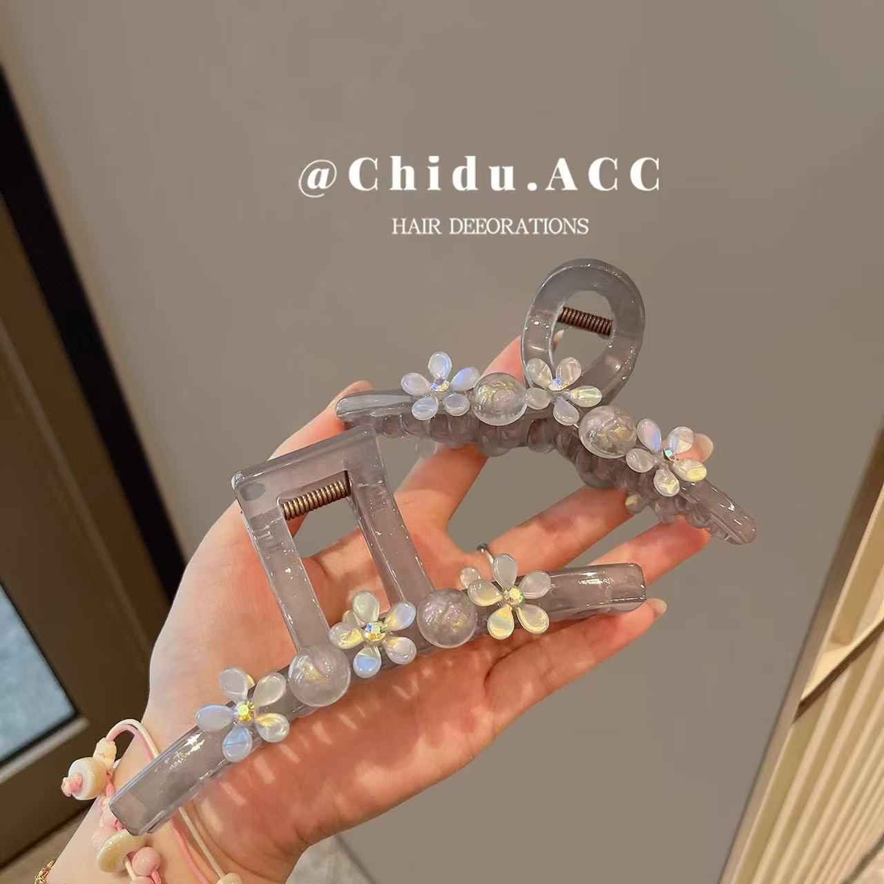 透明花朵发夹 女士韩版简约百搭发饰 一对装详情图1