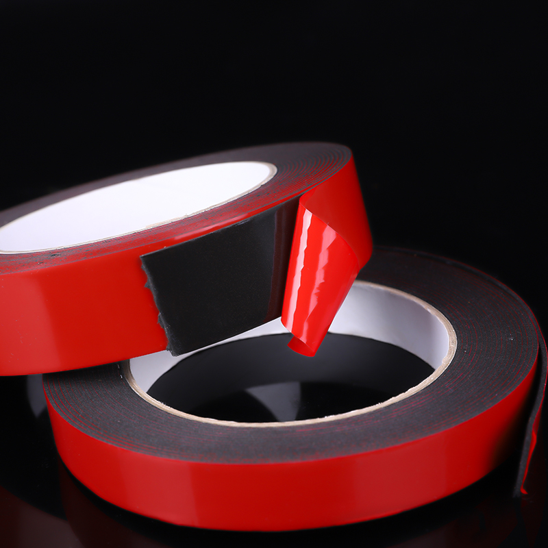 Red film PE foam double-sided tape, high-viscosity automotive sealing shock-absorbing nameplate, metal fixed foam sponge double-sided tape, 2.4cm*5m Item Picture