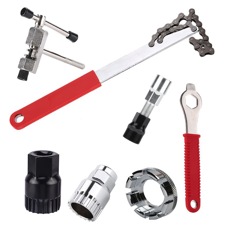 230609 Tool Set: Bicycle Flywheel Tools 7-in-1 Tool set: Chain wrench, Chain tool, Flywheel disassembly socket Tool, Code pulling Tool, Tower Wheel Flywheel socket, Chain wrench