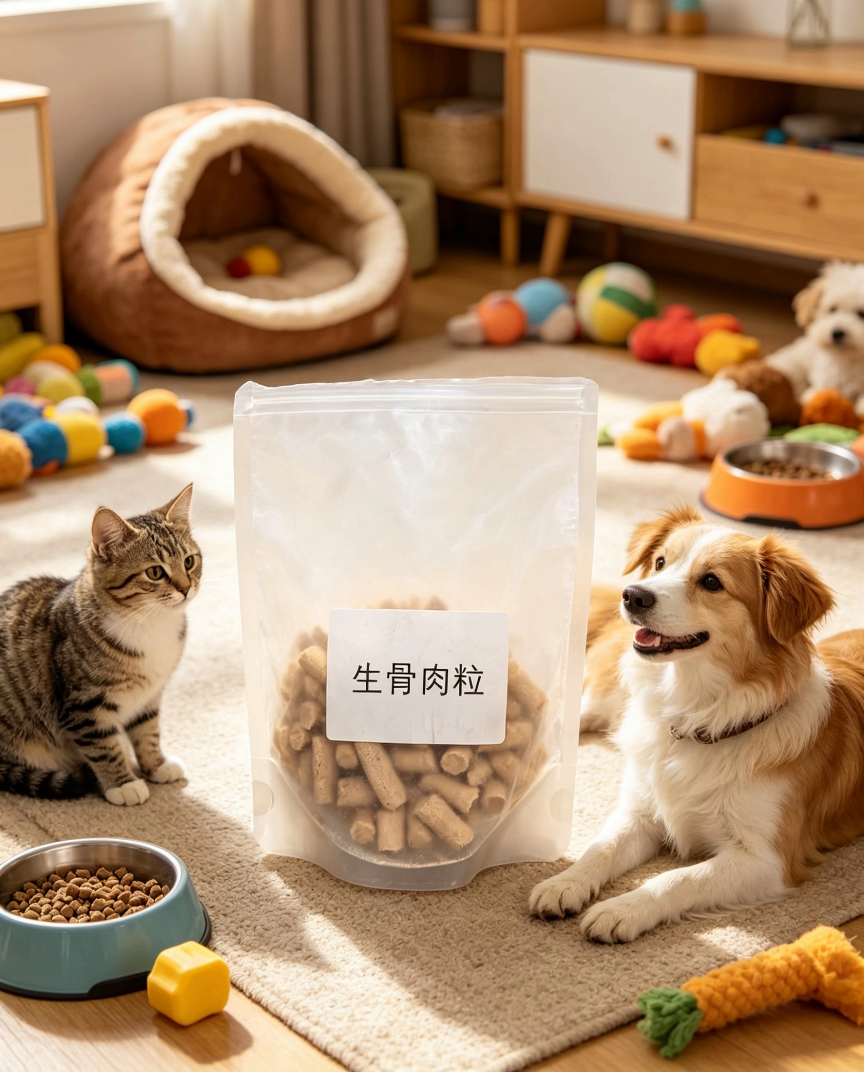 生骨肉粒宠物食品袋 宠物保健营养补充主食级冻干三文鱼粒蛋黄粒鸡肉鸡肝零食