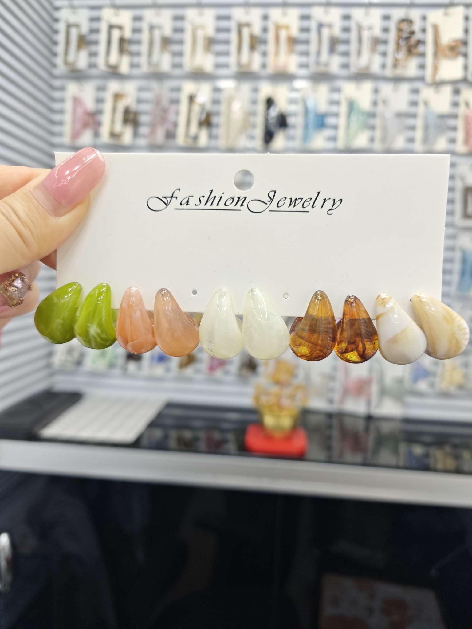 欧美跨境彩色水滴气质耳环耳饰