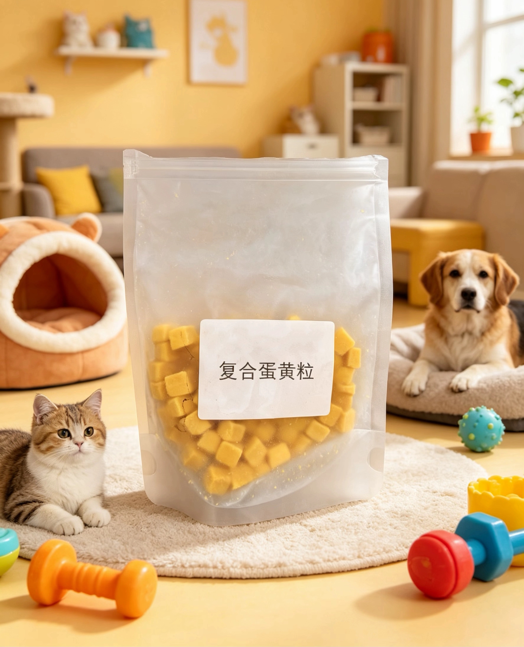 Raw bone and meat pieces, pet food bags, pet health and nutrition supplements, main food grade freeze-dried salmon pieces, egg yolk pieces, chicken and broiler liver snacks Specification image