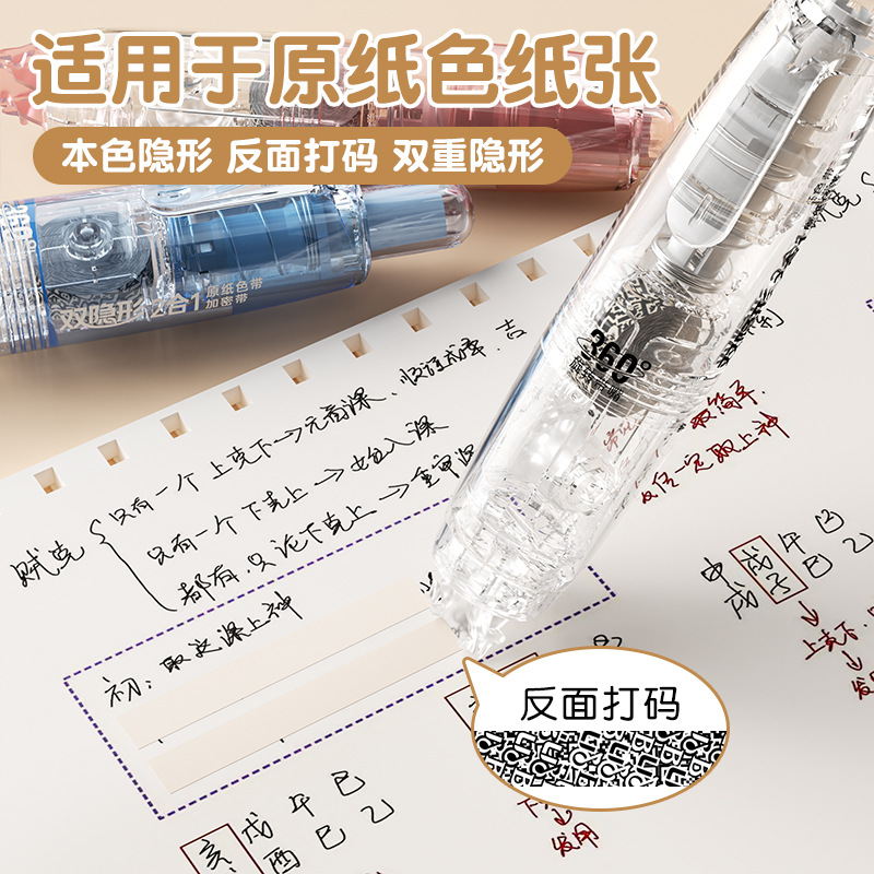 Long-press pen-type correction tape, double invisible encryption replaceable core, two-in-one correction tape, large-capacity dot glue Application Scenario