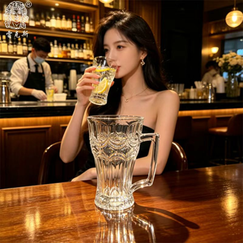 批发加厚钠钙玻璃厂家直销茶杯水杯果汁杯带把柄适用于家用酒店 thumbnail