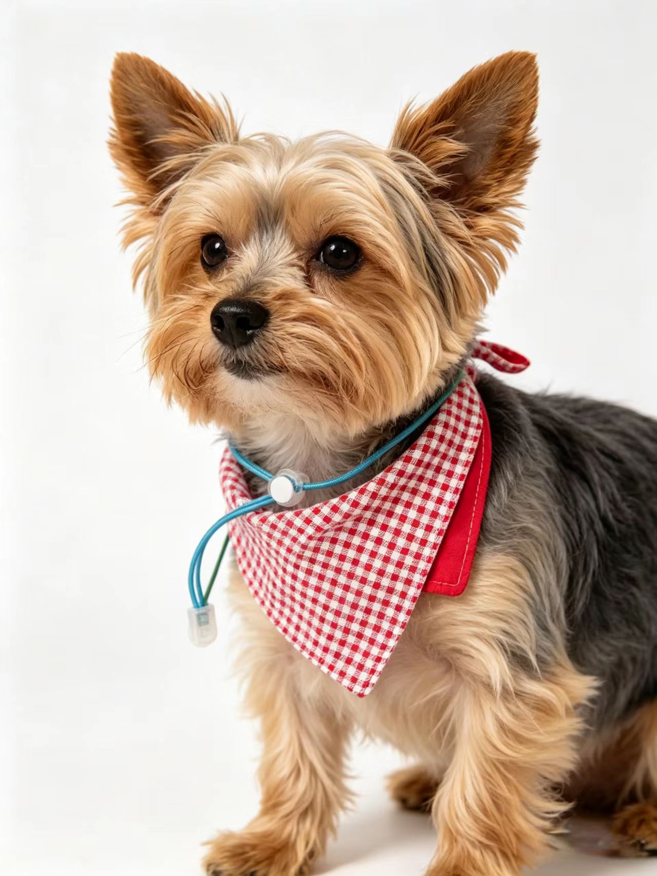 Yellow checkered pattern pet scarf, cat drool towel, woven scarf, pet accessory DIY, pet triangle scarf, checkered plain cute fabric patch, cat drool towel, small dog bichon Frise bib, fresh and clean Application Scenario
