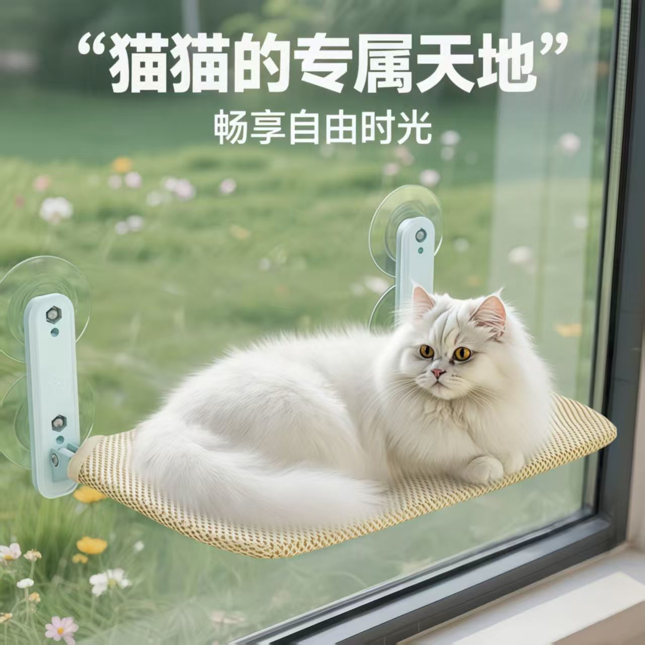Pet cat hammock, suction cup type window hanging bed, all-season universal cat mat, foldable, detachable and washable, stock cat bed supplies