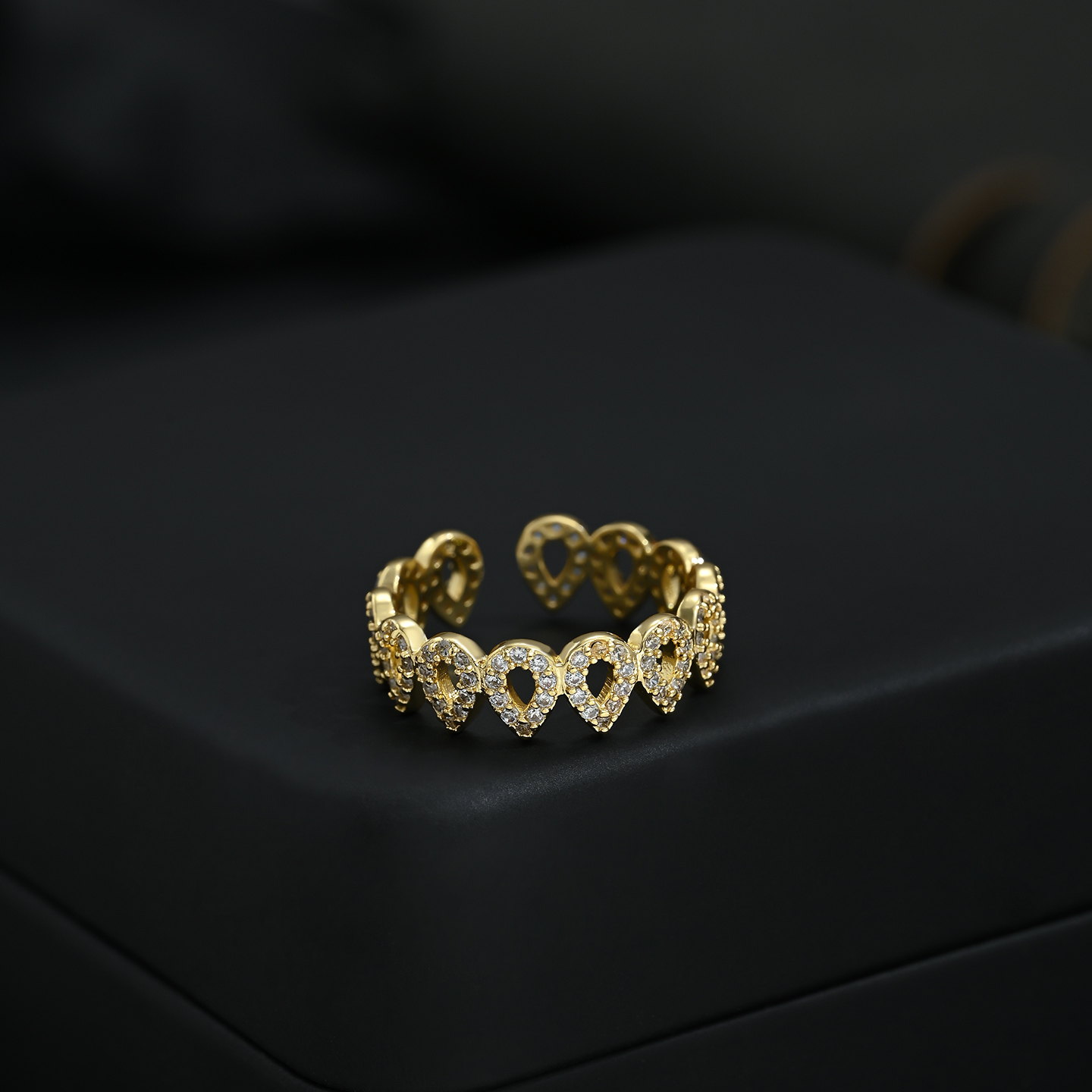 Moda europea y americana versátil corazón abierto ajustable anillo diario versátil details Picture