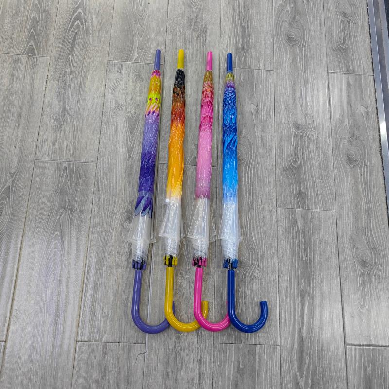 Hengdun Creative printed transparent straight umbrella with Daisy and water lily flower patterns, long handle umbrella with curved handle, anti-slip, reinforced windproof and anti-storm umbrella for adults and students, portable for commuting, popular online, high appearance level umbrella, wholesale and customization supported