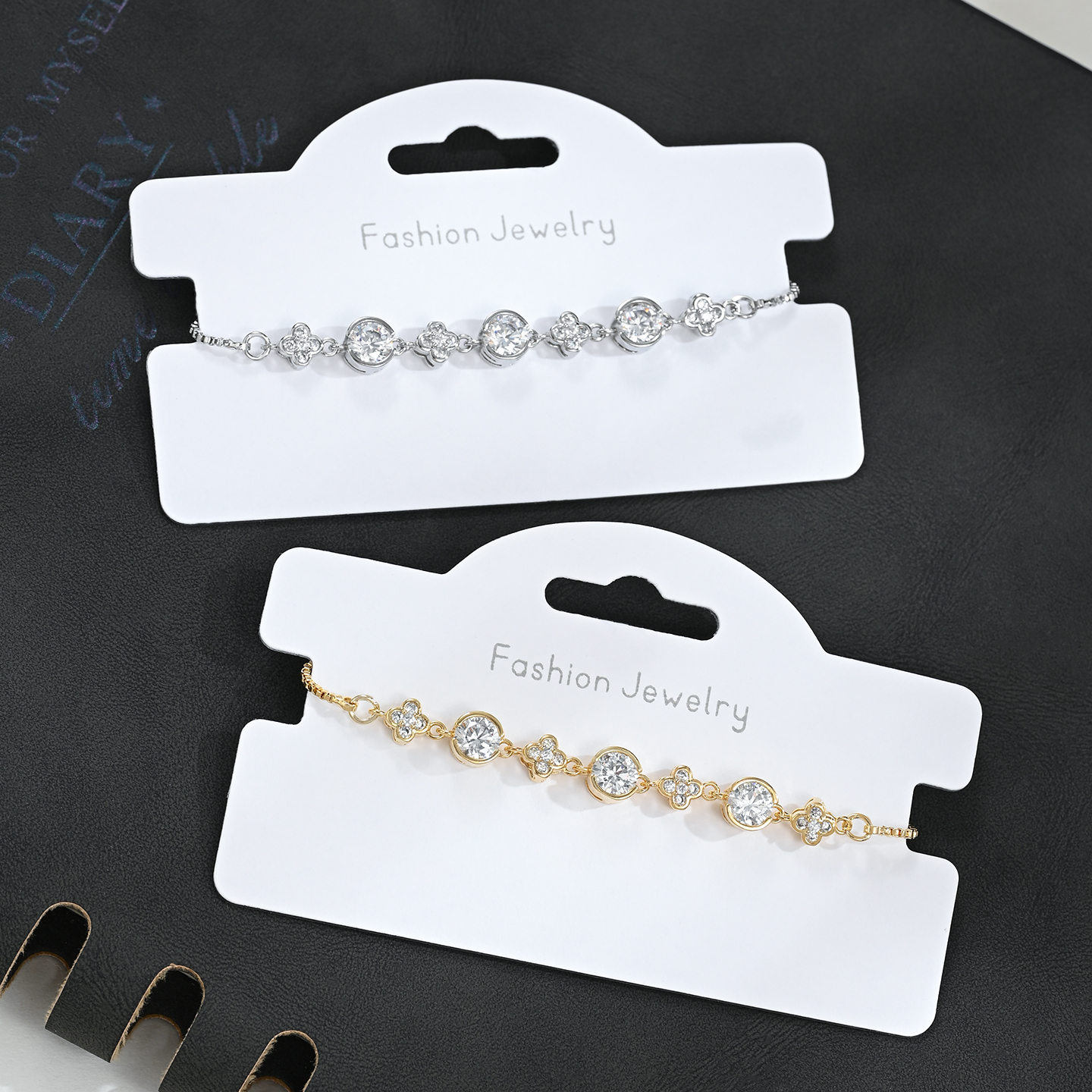Minimalista nuevo cuatro hojas redondo extraíble versátil uso diario pulsera