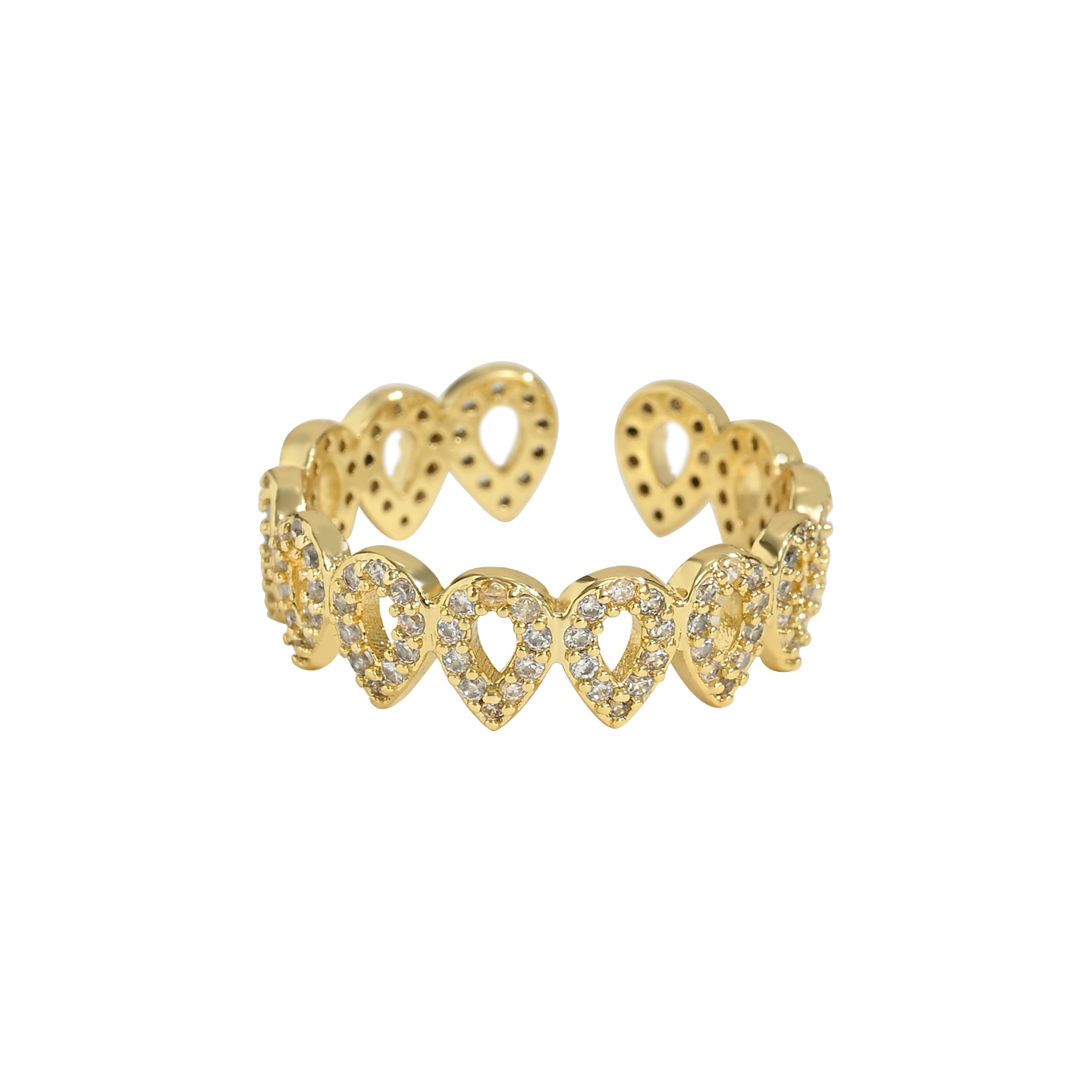 Moda europea y americana versátil corazón abierto ajustable anillo diario versátil pic 7