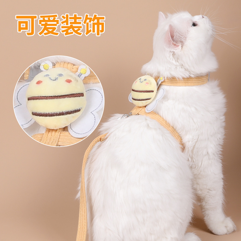 Pet supplies: Cat chest and back leash, breathable small dog leash, cat and dog leash, cartoon details Picture