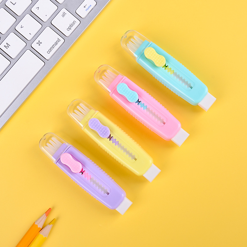 Tuqiang Creative telescopic Brush Eraser for primary school Students with high appearance level drawing, writing and correction colorful push-pull eraser